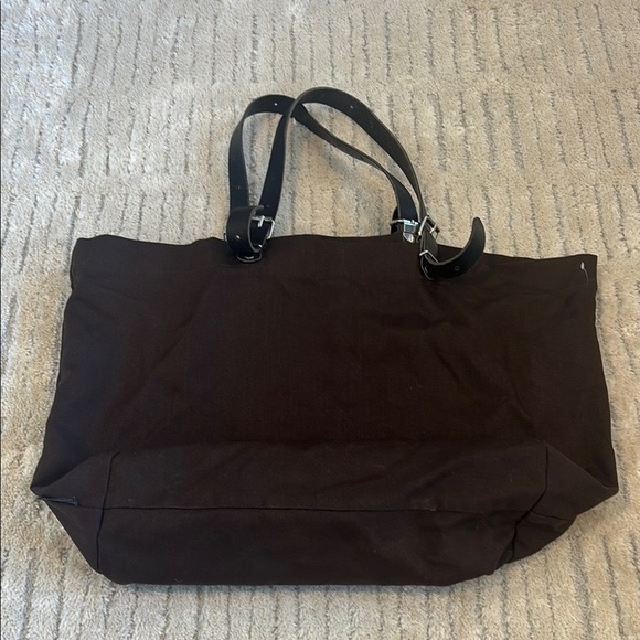 Brown Textured Tote Bag with Leather Handles - Made in Spain - Picture 1 of 4